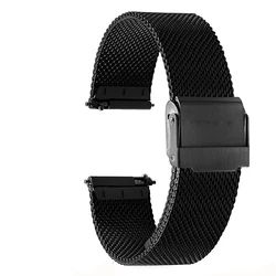Premium Stainless Steel Smartwatch Band - Elegant Metal Bracelet Wristband for 22mm (Mesh black)