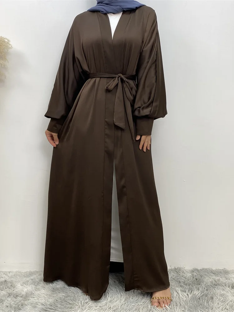 Ramadan Fashion Muslim Robe Blanche Abaya Long Sleeve Solid Color