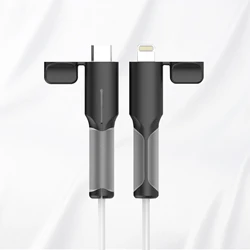 Universal Silicone Charger Cable Protector with Built - In Cable Winder (Black C to iPhone)
