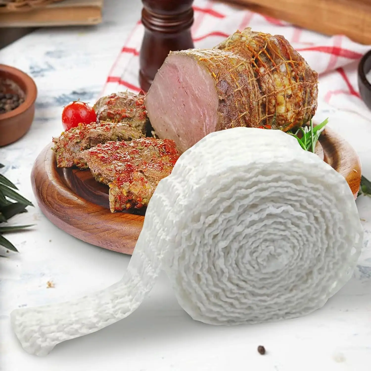 Cotton Meat Net 3/5/8 Meters Elastic Smoked Meat Poultry Ham Netting Butcher Twine Cooking String to Tie Tool