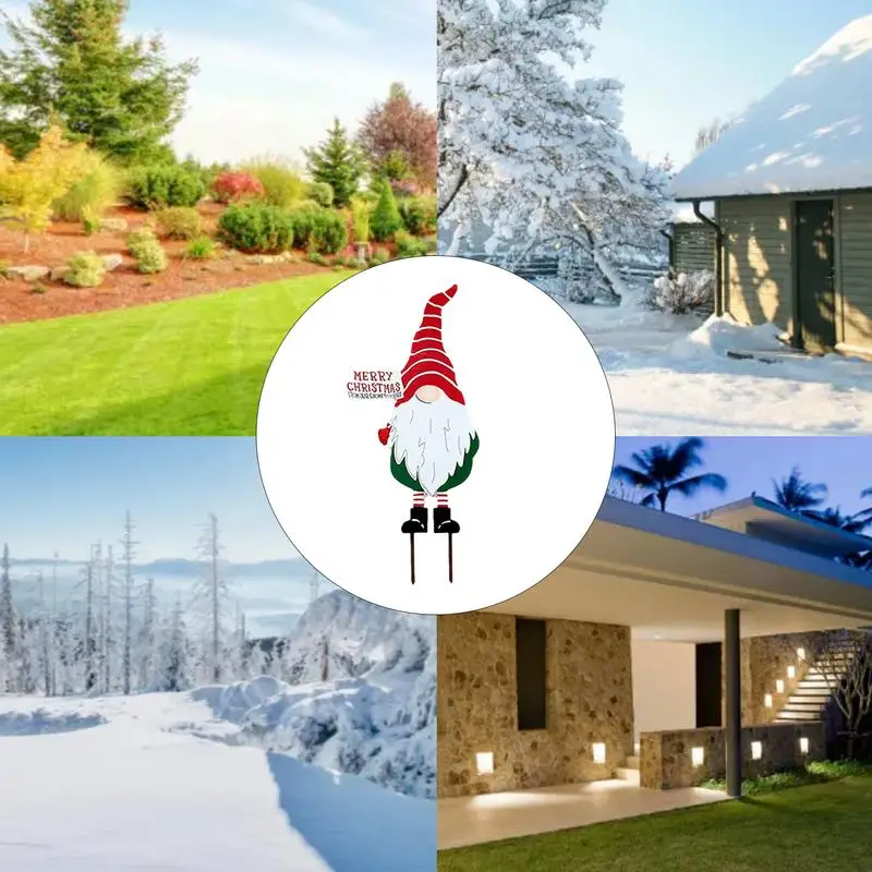 Garden Metal Gnome Stakes Decorative Garden Stakes Waterproof Lovely Weather Resistant Sturdy Christmas Gnomes