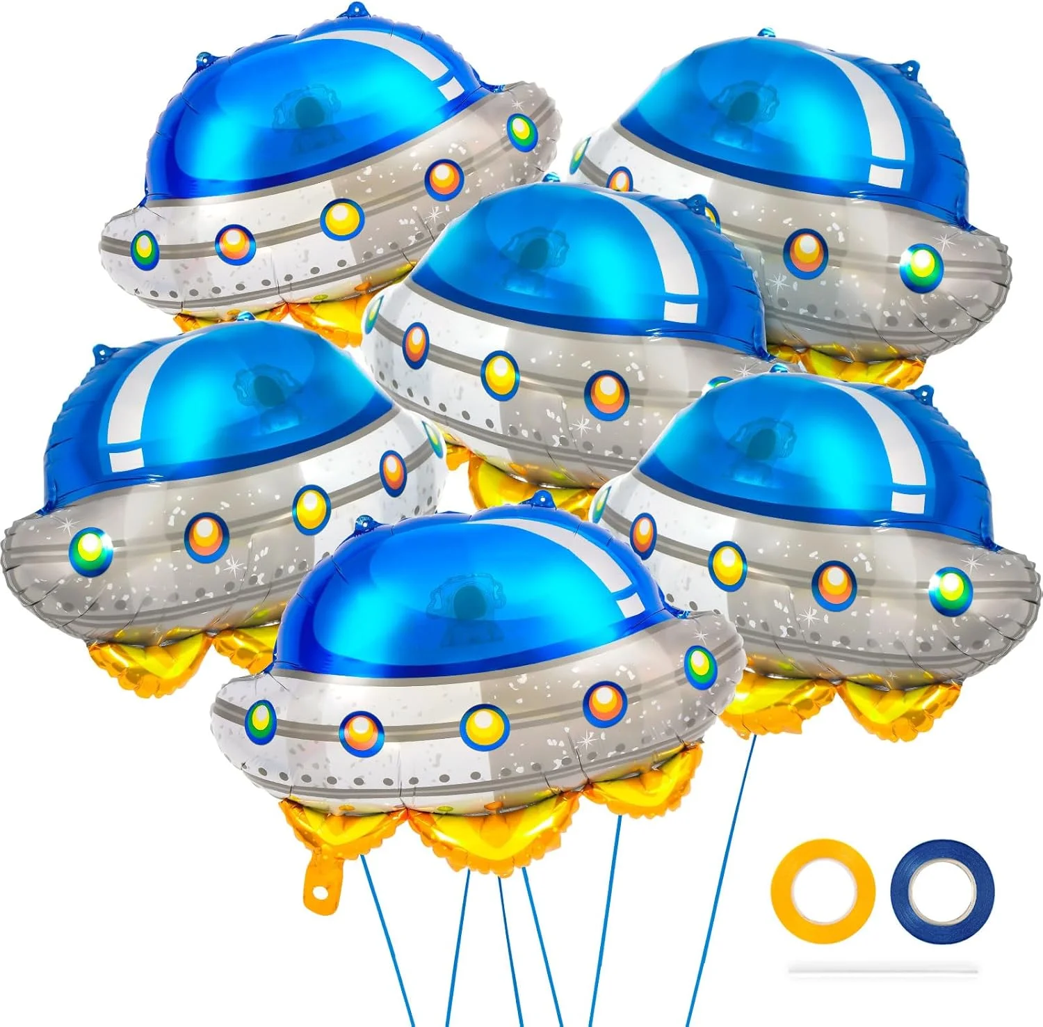 6 Stück/Set 26 Zoll Alien-Ballons UFO Raumschiff Aluminiumfolienballons Weltraum-Universum-Thema Geburtstagsparty Dekorationsballons