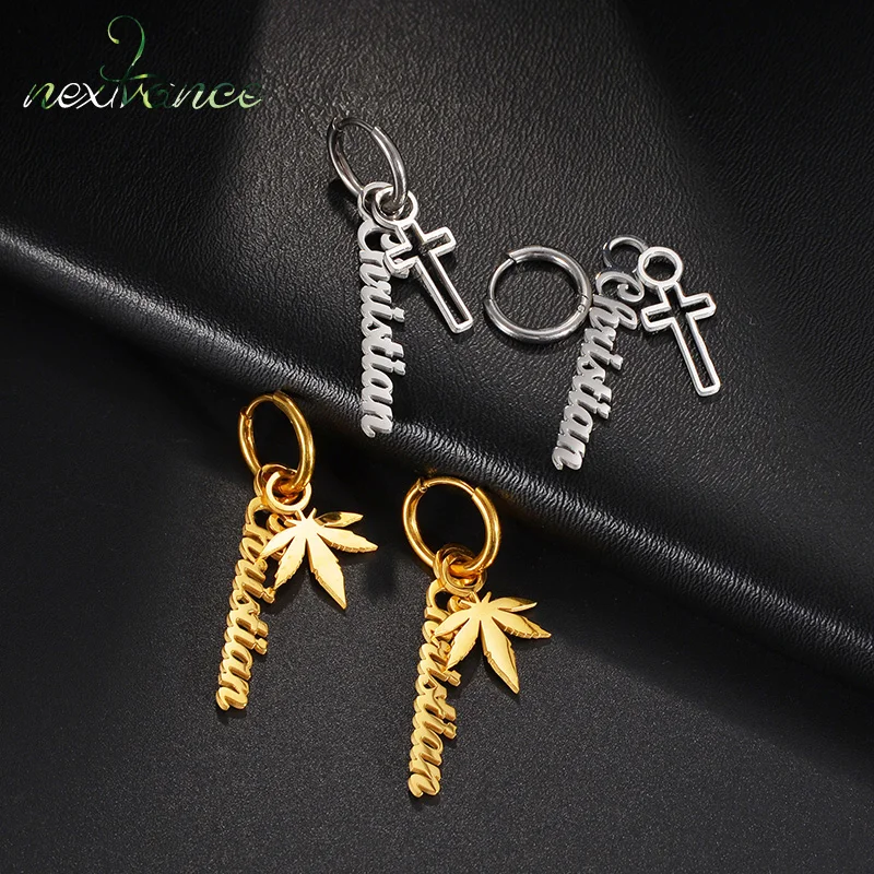 

Nextvance Classic Maple Leaf Earrings Stainless Steel Eardrop Custom Name Letter Cross Women Lover Creativity Jewelry Gift