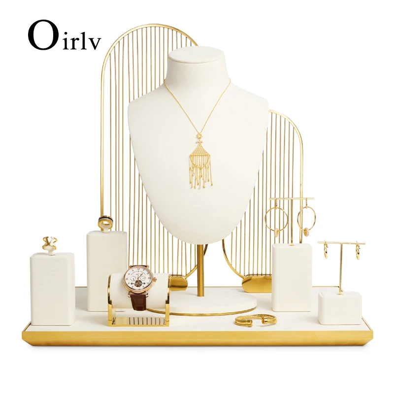 Oirlv Display Schmuckhalter Ständer Beige Stilvolle Uhr Ring Ohrringe Armreif Halskette Schmuck Display Ständer für Store Vitrine