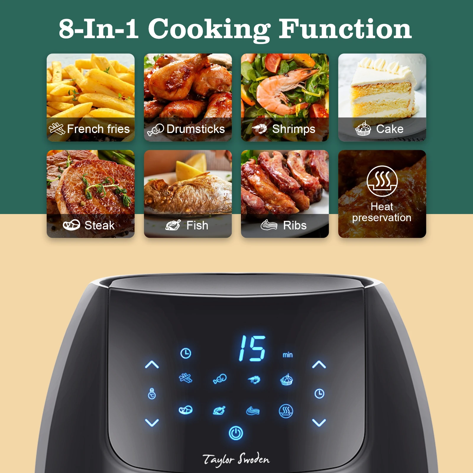 https://ae01.alicdn.com/kf/S565e98aa0db3452c80856072cf16d21cK/Taylor-Swoden-Sunbeam-Oil-Free-Fryer-7-L-8-Preset-Cooking-Settings-Digital-Touch-Screen-LED.jpg