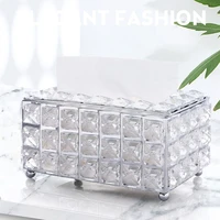 Crystal Glass Tissue Box Cover Home Hotel Car Pen Holder Tools Cosmetic Accessories Desktop Storage Racks Decoration Paper Towel 2