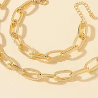 2 pièces ensemble couleur or lien chaîne collier Bracelet ensemble Punk Bracelet grand lien chaîne dubaï afrique fête ensemble de bijoux cadeau pour les femmes 6