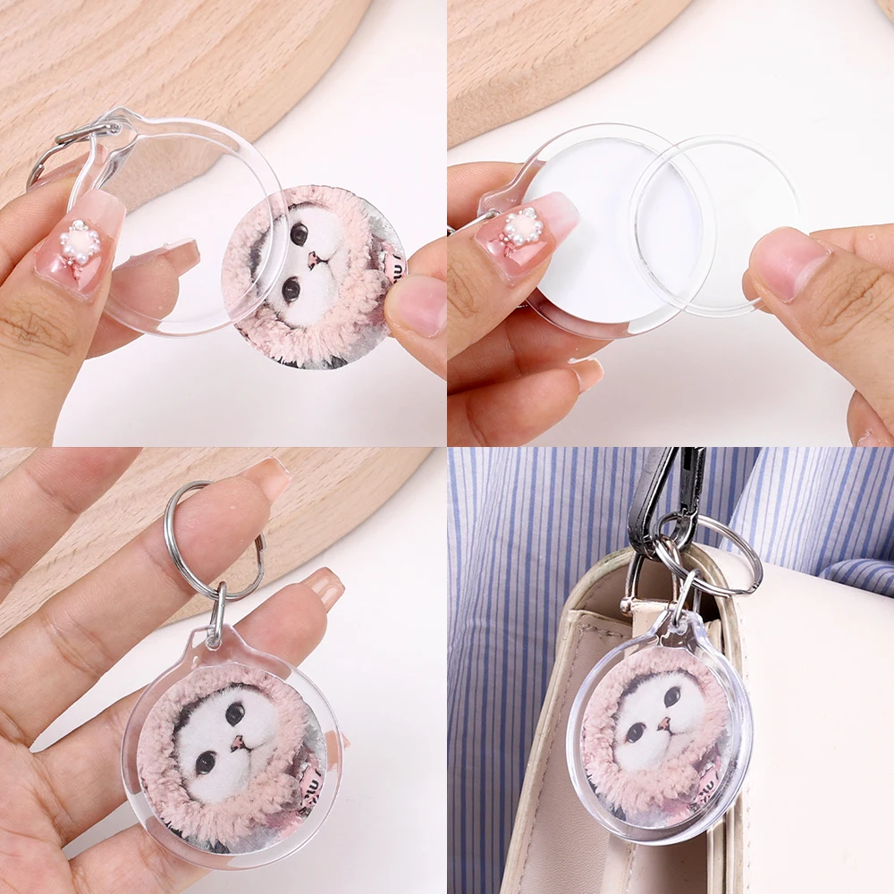 1/10Pcs Blank Acrylic Picture Keychain DIY Clear Insert Photo Split Key Ring Frame Key Chains Couple Anniversary Graduation Gift images - 6