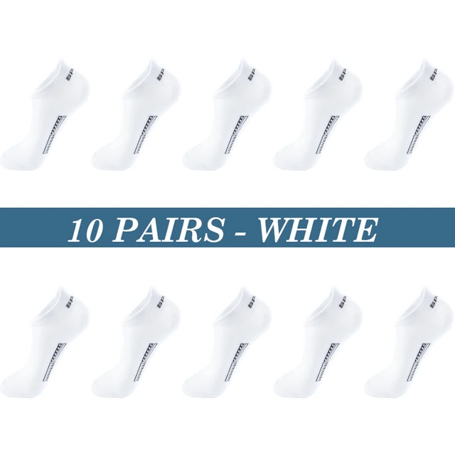 High Quality 10Pairs Men Socks Cotton Summer Sports Breathable Ankle Socks Mesh Casual Athletic Thin Cut Short Plus Size 39-48 10 Pairs White