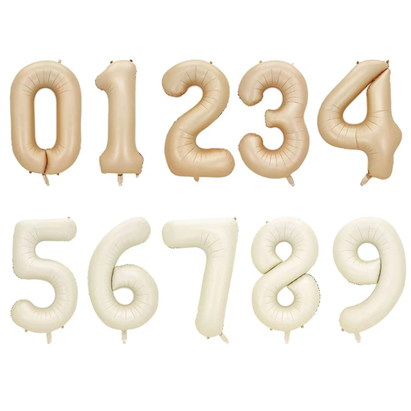 Cream Number Foil Balloons 6