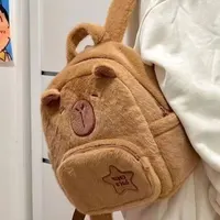 Kawaii Capybara sac à dos en peluche pour femmes polyvalent dessin animé drôle Capibala sac à bandoulière aLrge capacité sac fourre-tout 4