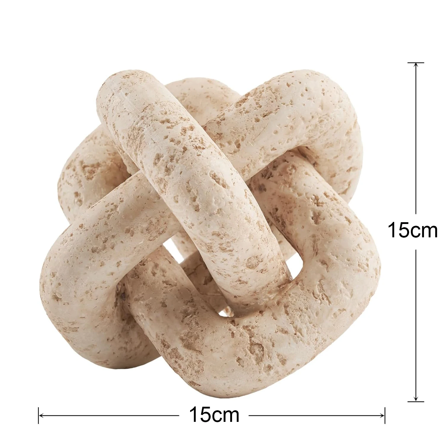 3 Link Knot Decor Beige Travertine Chain Link Objects for Home Living Room Farmhouse Bedroom Shelf Entryway Coffee Table