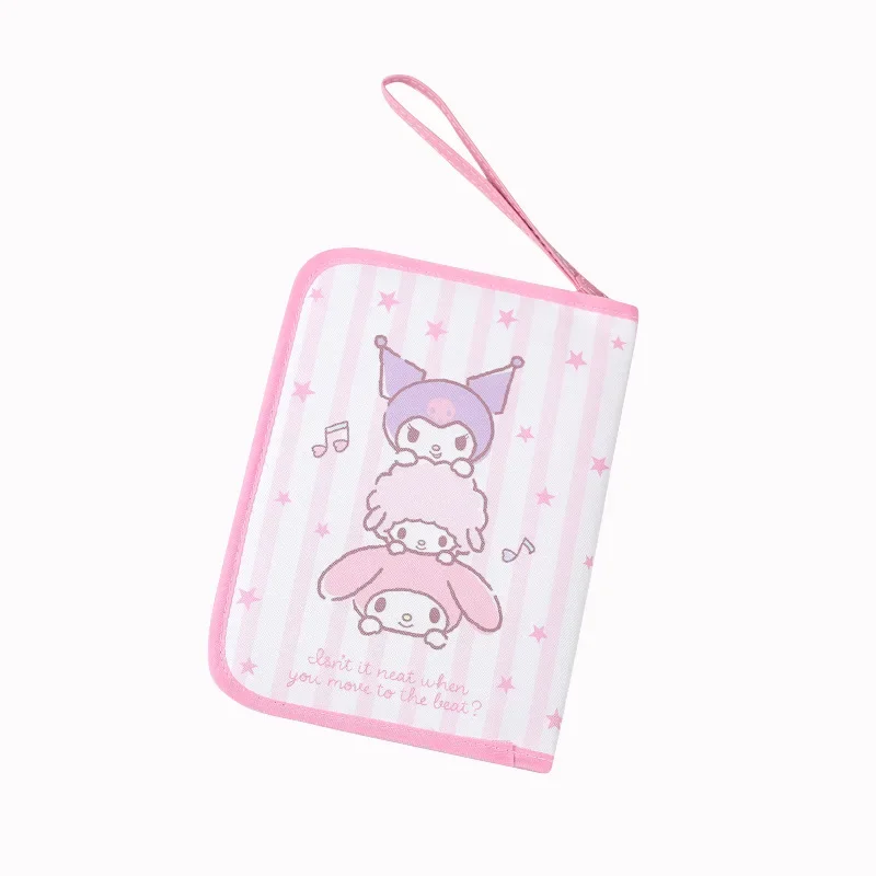Hello Kitty Purse Kuromi Leather Zippe Portable Document Bag Bank Card Bus Card Passport Bag Card Holder Wallet Passport Cover 6
