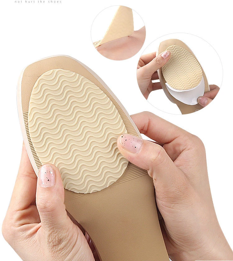 Gummi-Schuhsohlenschutz, verschleißfest, rutschfest, für den Vorfuß, Schuhmatte, selbstklebender High-Heel-Sohlenschutz, Gummipolster, Kissen – Detail 3