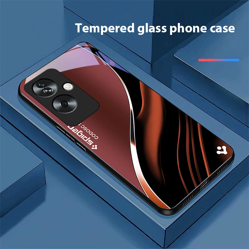 Deep Blue Fashion Tempered Glass Black Phone Case