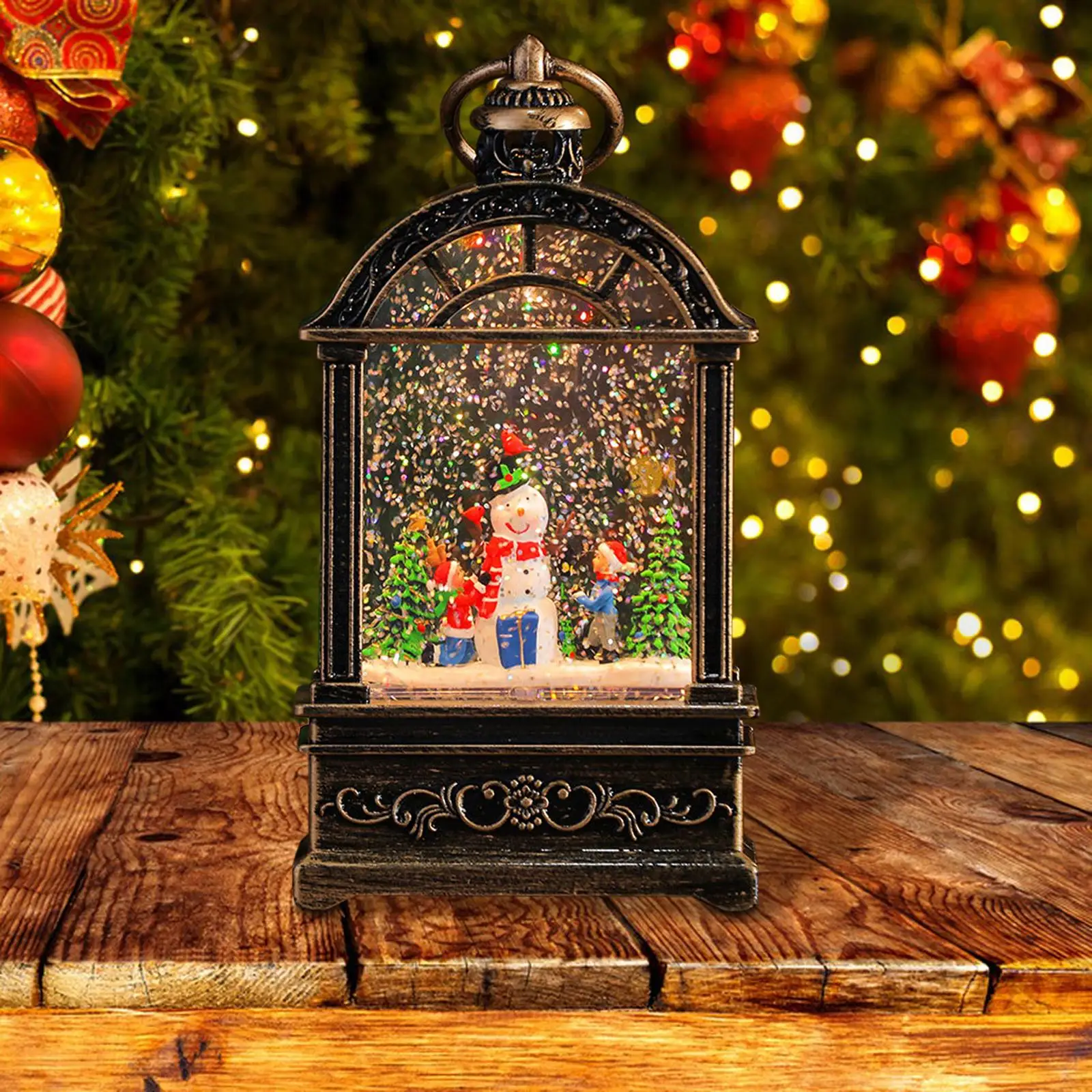 Christmas Musical Snow Globe Lantern for Christmas Decoration,