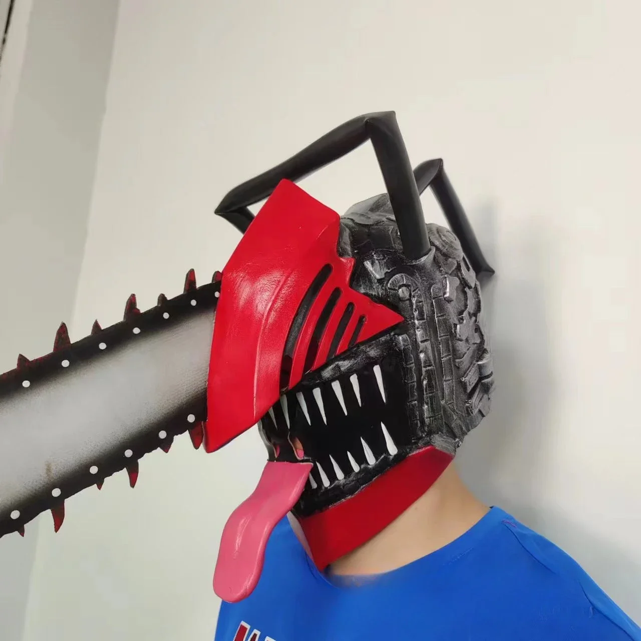 Kettensäge Kopf Abdeckung Erschreckende Maske Elektrische Säge Masken Elektrische Säge Cosplay Kostüm Requisiten Latex Elektrische Säge Kopf Cos Spielzeug – Detail 6