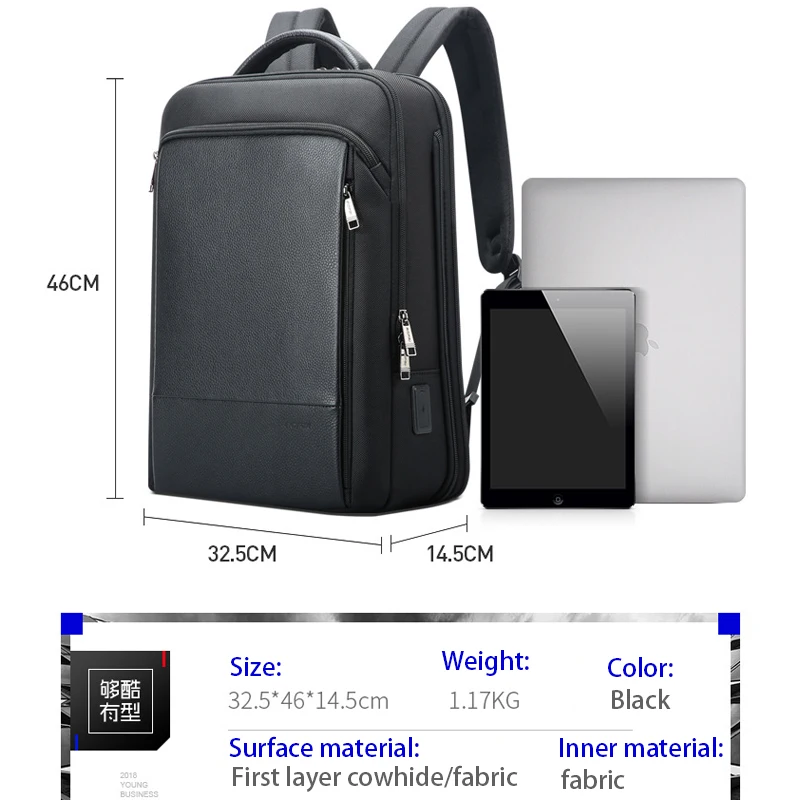 BOPAI Men Backpack Expandable Weekend Work Travel Back Pack Male Waterproof 15.6 Inch Laptop Anti Theft Business Large Backpack images - 6