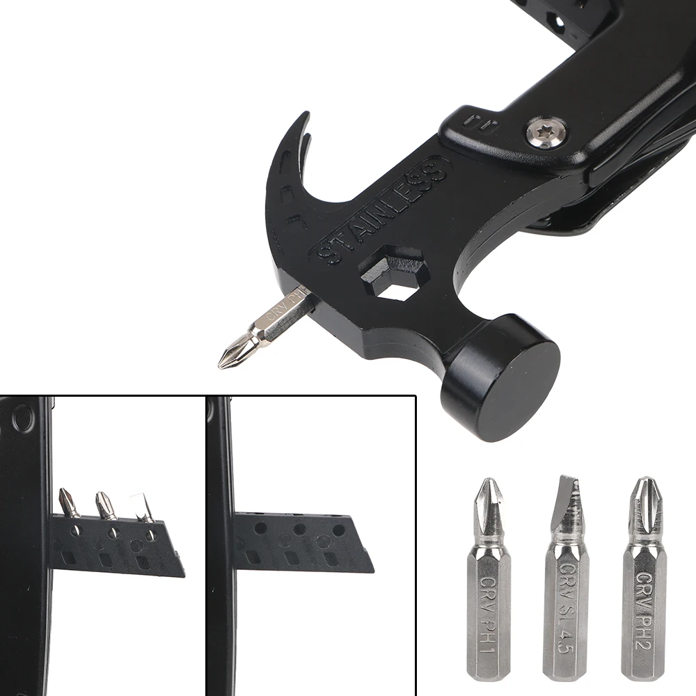 Stainless Steel Portable Claw Hammer with Nylon Sheath For Outdoor Survival Camping Hunting Folding Multifunctional Pliers 6