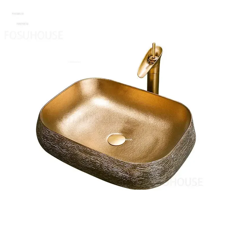 Retro Art Countertop Basin Luxury Bathroom Sinks Home Round Bathroom Overhead Sinks Balcony Hotel Ceramic Bathroom Washbasins 3