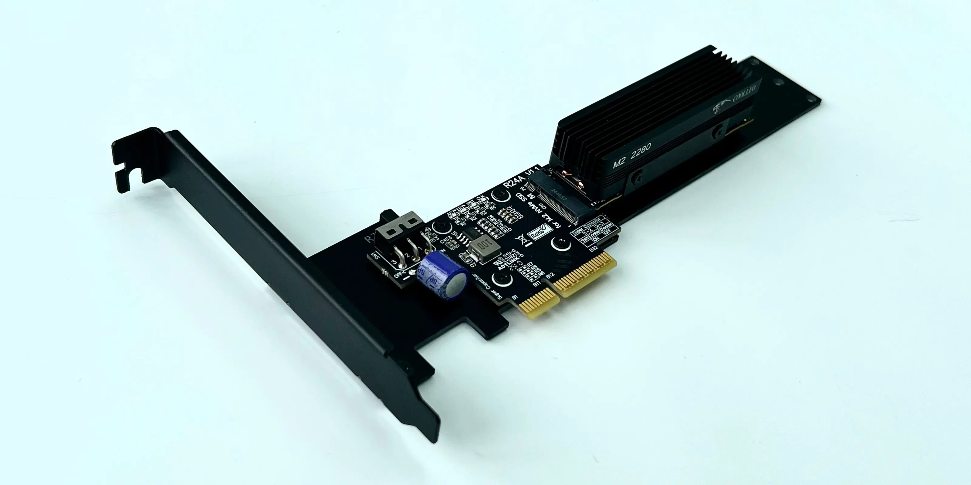 Für PCIe 5.0 Riser Adapter PCI-E x4 zu M.2 NVME SSD Karte mit Halterung Gen5 M.2 2280 22110 NVMe zu PCI Express 4x Konverter – Detail 8