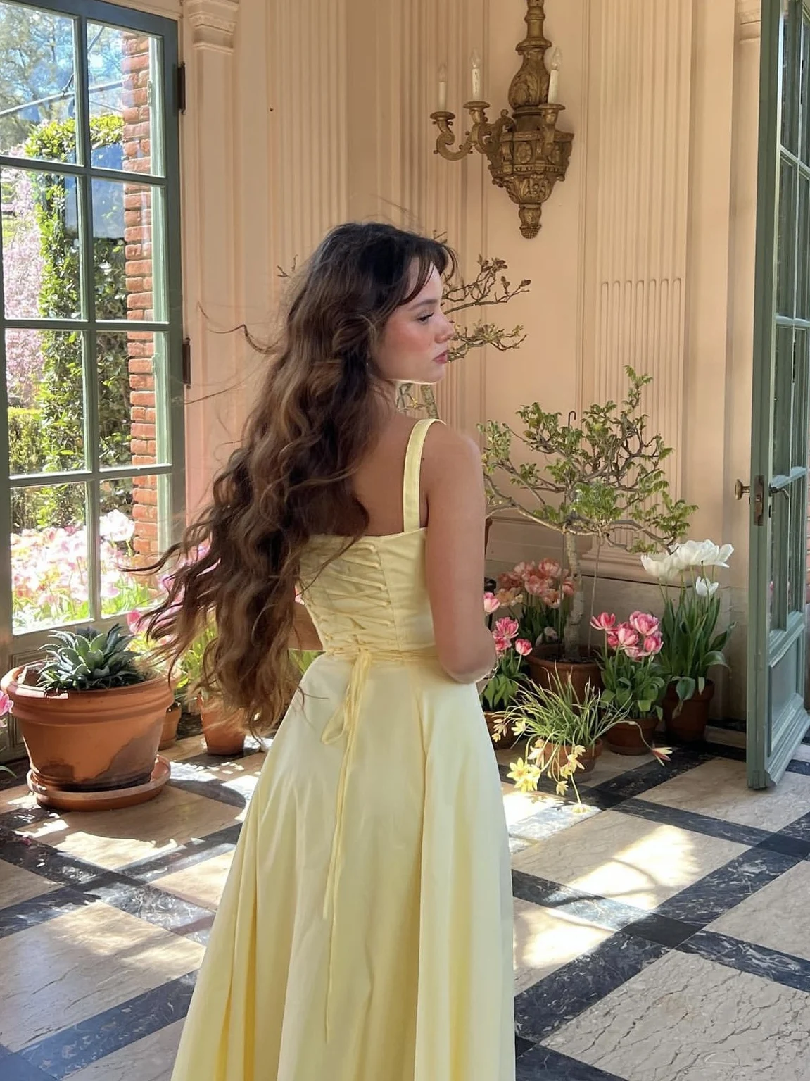 French Vintage Strap Birthday Party Dress High Split Lace-up Summer Off Shoulder A-line Sleeveless Prom Robe Solid Vestido Mujer