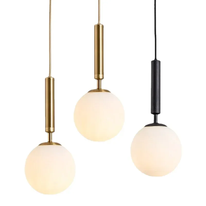 

Nordic LED Glass Ball Pendant Lights Dining Room Bedroom Ball Chandelier Restaurant Decor Bedside Hanging Lamp Kitchen Fixtures