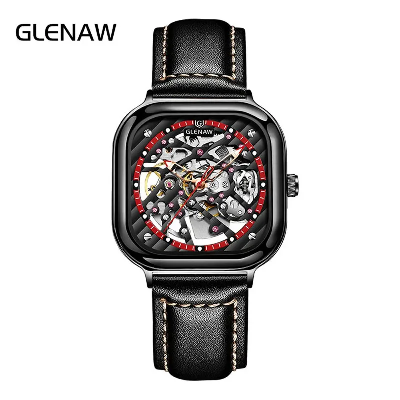 

Men Mechanical Watches Automatic Self-Wind Golden Transparent Fashion Mesh Steel Wristwatch Skeleton Man Male Relogios Masculino