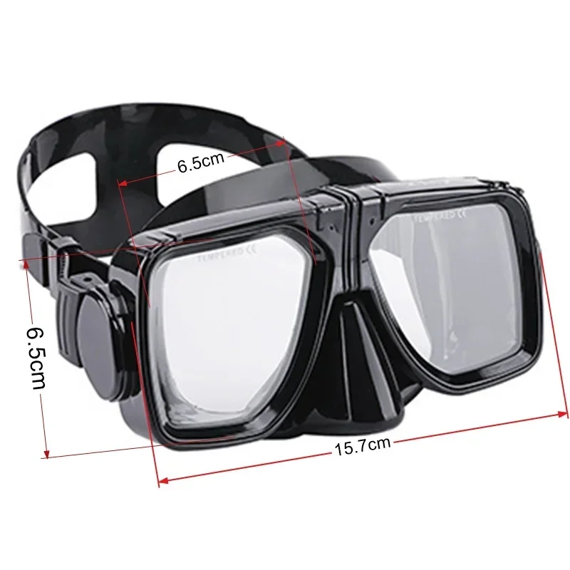 Scuba Diving Mask Black Underwater Dive Freediving Goggles Tempered Glasses with Adjustable Strap Antifog