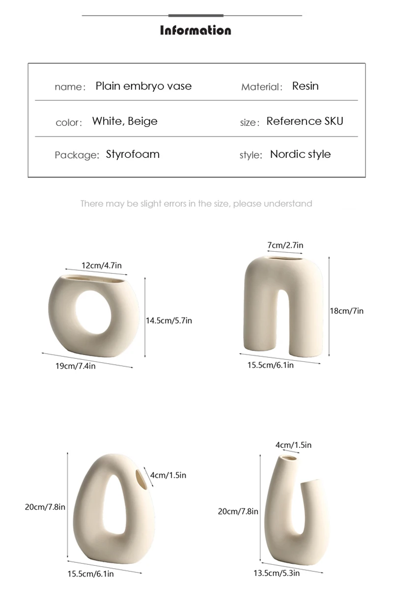 Vilead Nordic Ceramic Vase Modern Multiple Styles Ornaments for Office Kitchen Desktop Indoor Dining Room Home Best Family Gift
