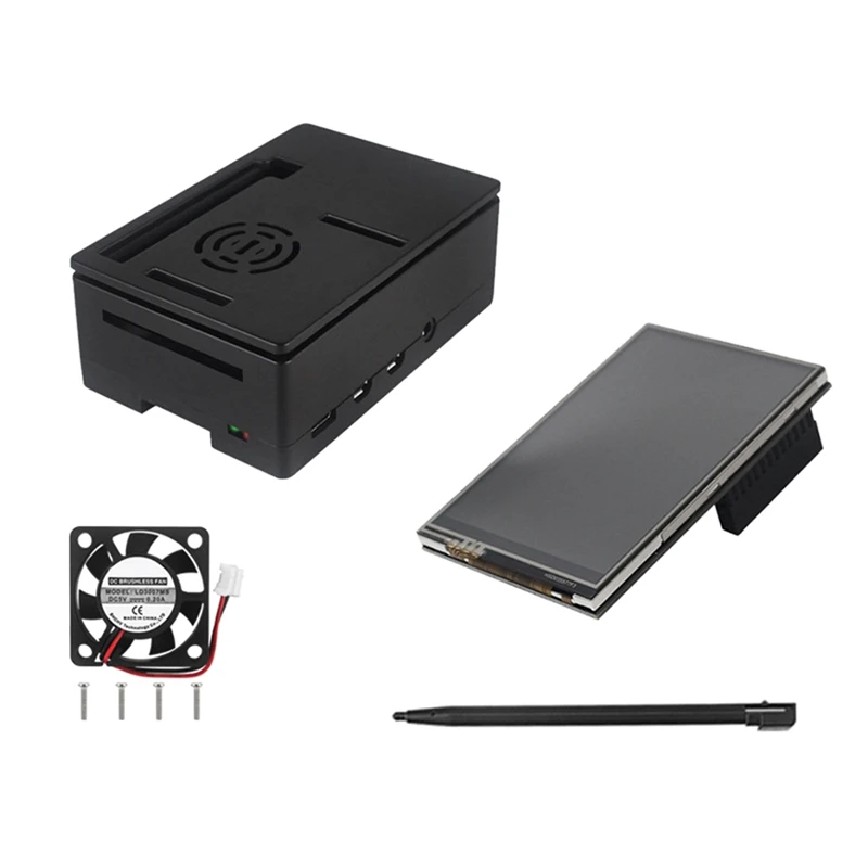 

For Raspberry Pi 3.5 Touch Screen 480X320 LCD TFT Display ABS Case Cooling Fan For Raspberry Pi 4B Easy To Use