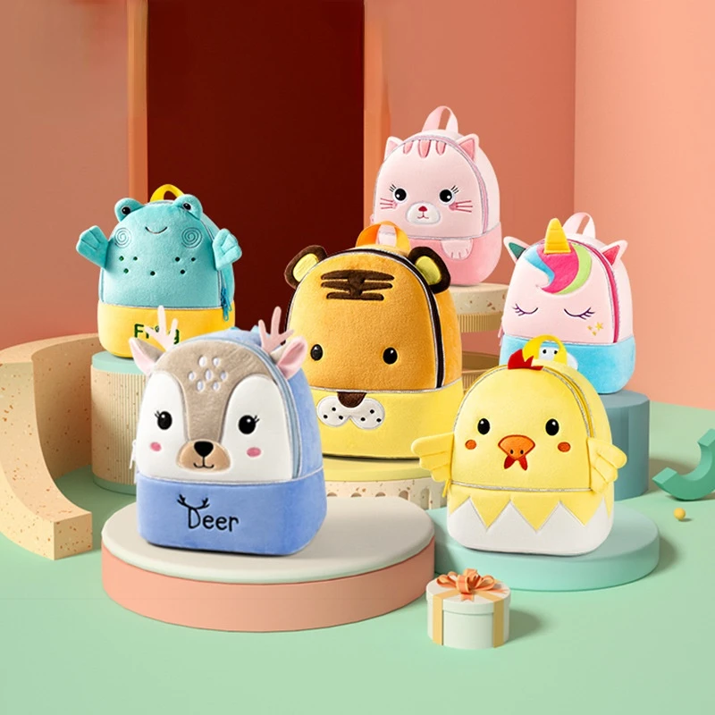 

New Plush Children Small Backpacks Boys Girls 1-3-5 Years Old Cute Mini Schoolbags In Kindergarten Cartoon Animal Backpack 2022