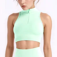 NCLAGEN hauts de sport femme 1/4 Zip réservoir haut soutien-gorge de sport Fitness vêtements de sport séchage rapide vêtements d'entraînement Push-up gilet course soutiens-gorge 6