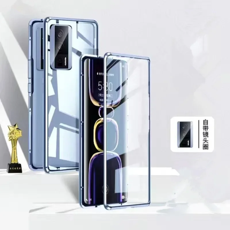Enhanced Magnetic Adsorption Phone Case with 360° Full Protection and Glass Finish