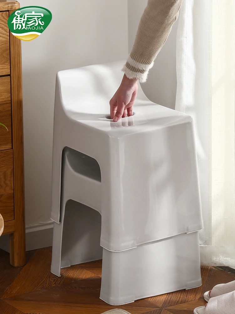 

Bathing Stool Low Stool Household Small Stool Bathroom Special Soaking Stool Anti-skid Plastic Backrest Chair Shower Seat