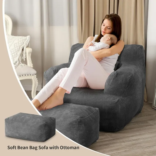 Bean Bag Sofa Chair with Ottoman 4