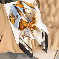 70*70cm Silk Square Scarf Women Handkerchief Printed Female Shawl Head Bandana Small Neck Muffler Silk Satin Hair Hijab Scarf - Image 3