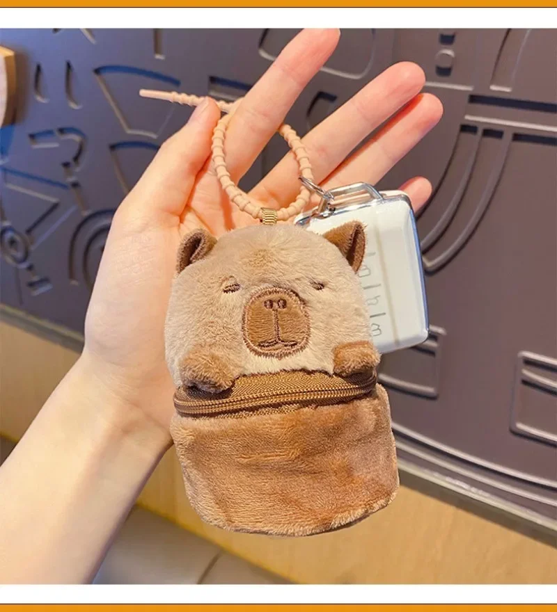 1-20PCS Cartoon Capybara Geldbörse Headset Tasche Anhänger Nette Plüsch Puppe Puppe Anhänger kinder Geschenke Tasche Lagerung pendanCSt – Detail 2