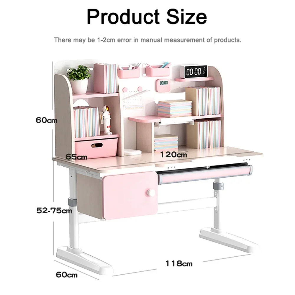 Wood Height Adjustable Student Writing Desk Set Ergonomic Wooden Kids Study Table and Chair for Children