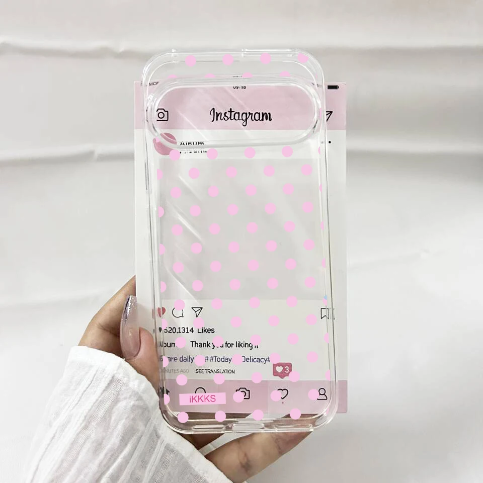 Stylish Wine Red & Black Polka Dots Phone Case - Clear Soft TPU Cover