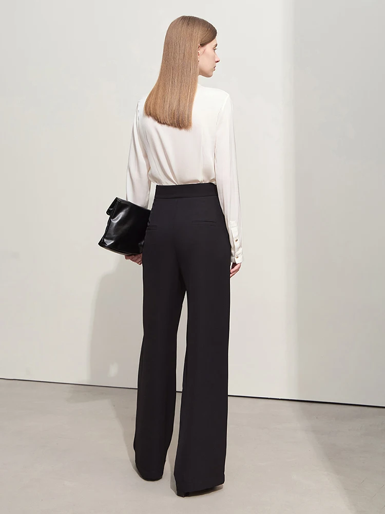Amii Minimalism 2024 Summer New Women Pants Office Lady Letters Embroidery High Waist Wide Leg Female Floor Trousers 12422042