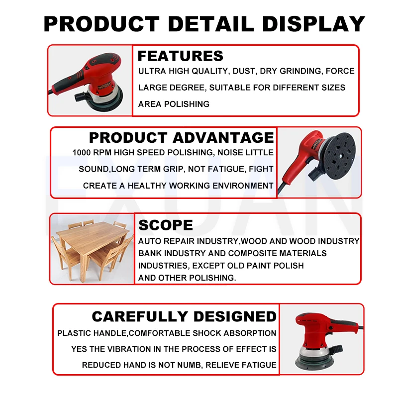 6 Inch Dust-free Electric Dry Grinder Brushless Polishing Machine Car Spray Paint Putty Atomic Ash Square Dust Suction Grinder