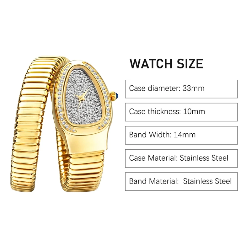 Miss Fox Brand Fashion Bracelet Watches for Women Ladies Luxury Snake Shape Quartz Wrist Watch Waterproof Clock 2023 Reloj Mujer