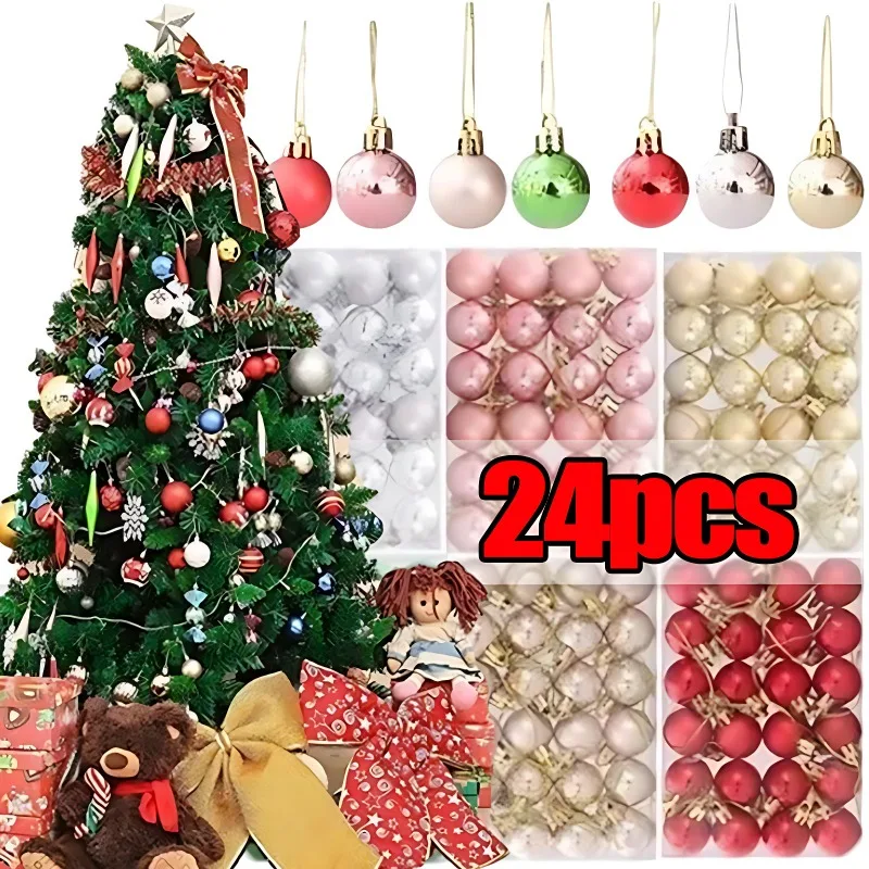 

24Pcs/box Electroplated Ball Christmas Decoration 3cm Balls Christmas Tree Hanging Decoration Holiday New Year Gift Party DIY