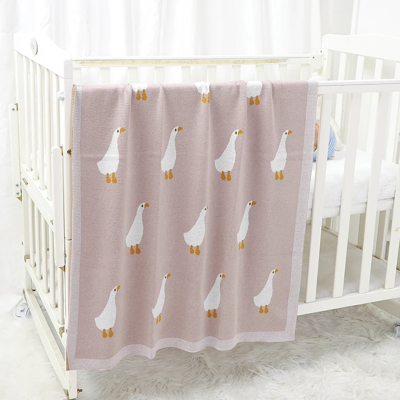 Baby Blanket Cotton Newborn Knit Infant Girl Boy Bedding Quilt 100*80CM Super Soft Toddler Stroller Swaddling Cute Cartoon Goose