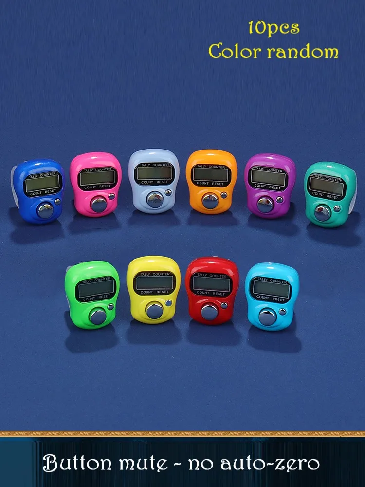 10pcs I30 Electronic Counter Ring Hand Press Mechanical Digital Screen Display Counter Random Color