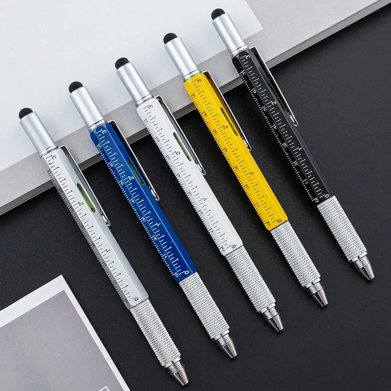

1pcs Multi-function Tool Pen Six-in-one Scale Gradienter Screwdriver Ballpoint Pen School Stationery Supplies Office Supplies