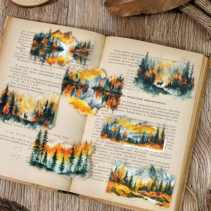 10 Stück Aufkleber Materialien Mountain River manuelles Konto Wasser Landschaft Dekoration Basispack Zubehör Scrapbook geschnitten 125 * 106 mm