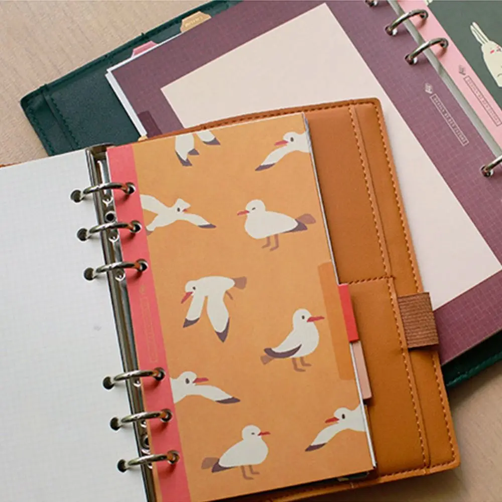 6Pcs Index Pages Loose Leaf Dividers A5/A6/A7 6 Holes Internal Page Classification Insert Paper Cartoon Animal Spiral Notebook