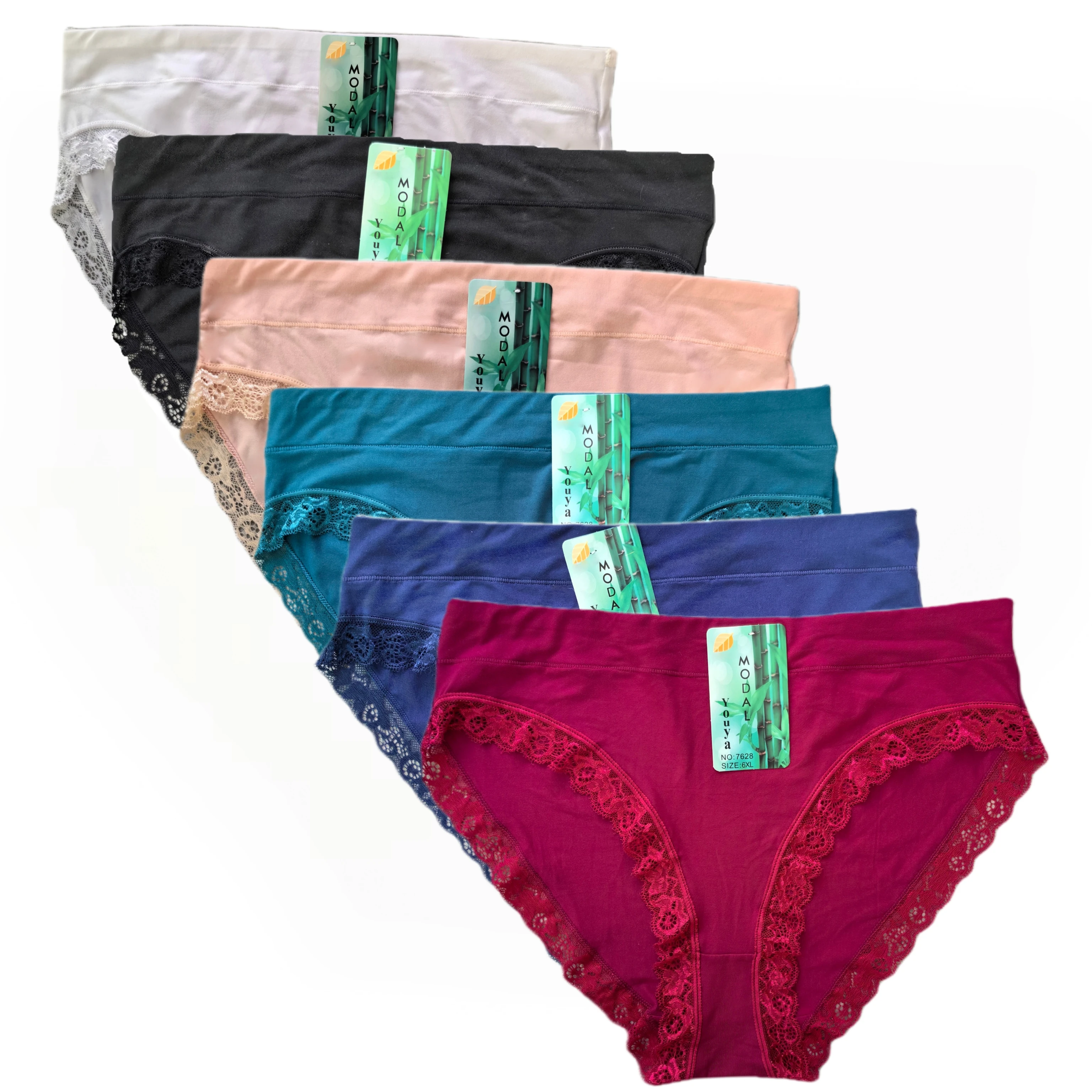 Modal Sexy Lace Panties Plus Size Woman Underwear Panty Oversized Women's Briefs Solid Color Women's Underpants 6pcs/lot